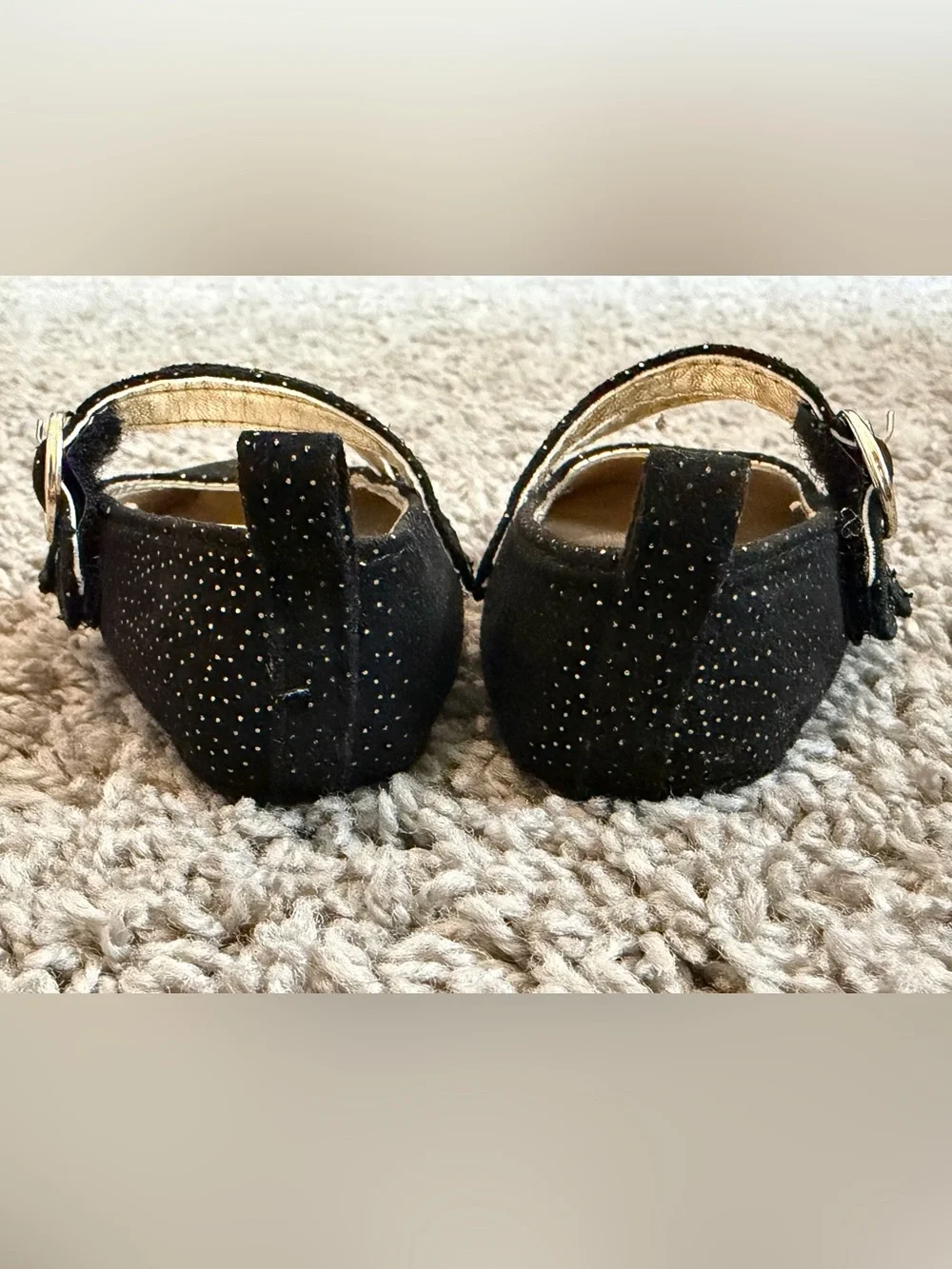 Carter's Black & Gold Glitter Baby Shoes